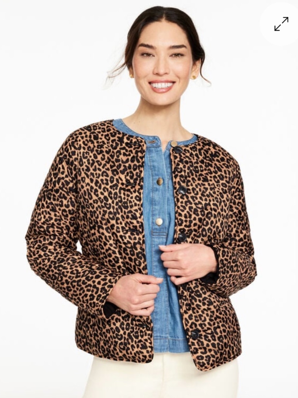 Talbots Plus Quilted Coat-3X Cheetah and Black